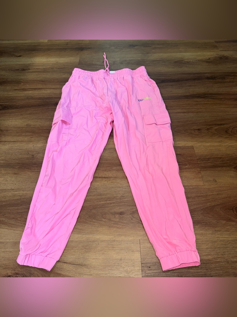 Zumba Fitness Pink Cargo Pants Womens Size Large Dance Studio Performing